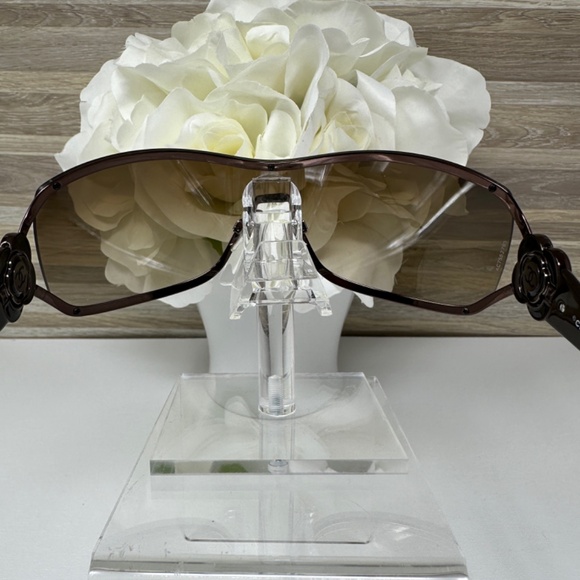 Chanel Y2K Vintage CC Logo Camellia Flower Brown Frameless Sunglasses 4164-B - Picture 4 of 14